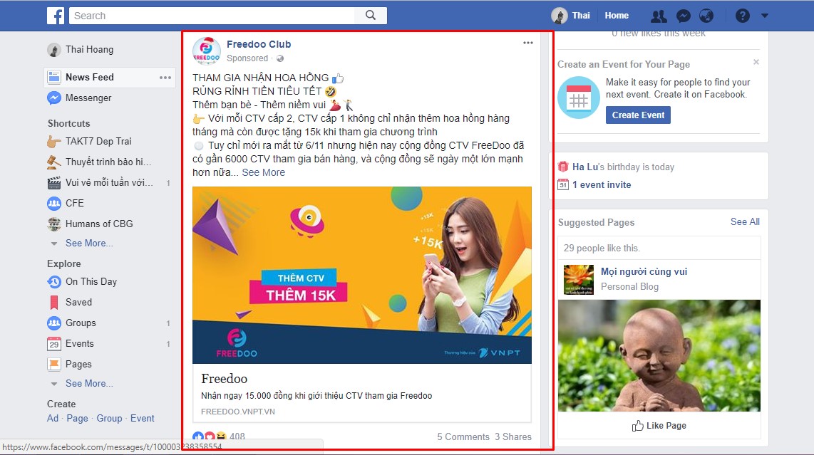 creating content on a sales Fanpage